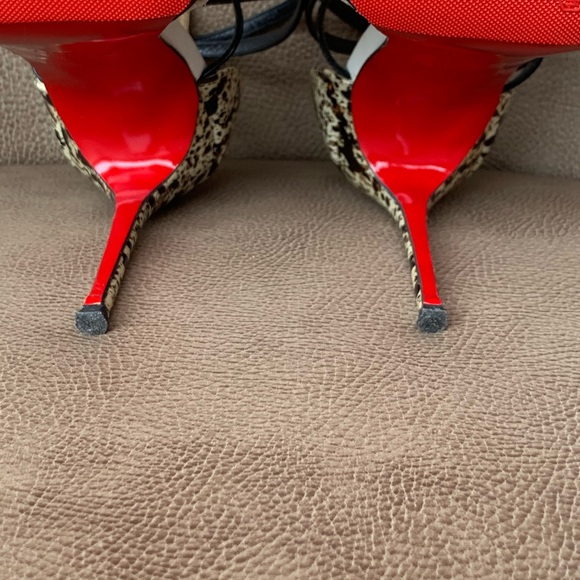 Christian Louboutin Monocronana 120 Black White Splattered Gold Spike 37 1/2 - Picture 13 of 16